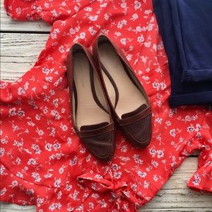 ANTONIO MELANI POINTED TOE LEATHER FLATS